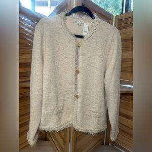 New With Tags J. Crew Women's Textured Cream Cardigan, XL